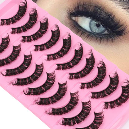 outopen Russian D Curl Lashes – 10 Pairs, 15-18mm, Reusable Faux Mink