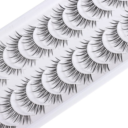 outopen Manga Lashes – Natural Look Anime Style with Clear Band, 10 Pairs Pack