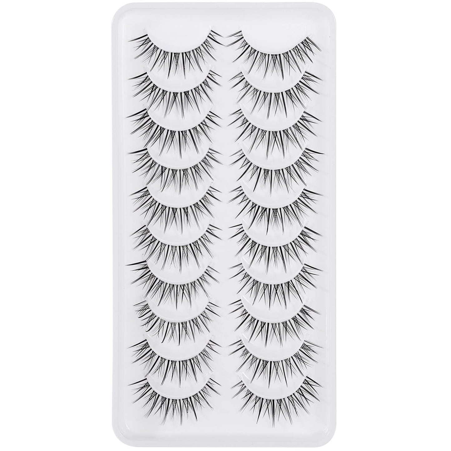 outopen Manga Lashes – Natural Look Anime Style with Clear Band, 10 Pairs Pack
