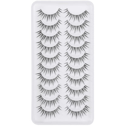 outopen Manga Lashes – Natural Look Anime Style with Clear Band, 10 Pairs Pack
