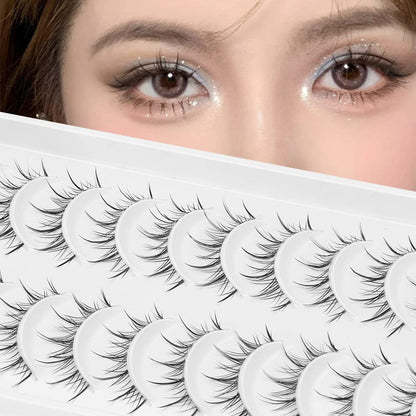 Outopen Manga Lashes with Clear Band – 9-13mm Asian Style False Eyelashes