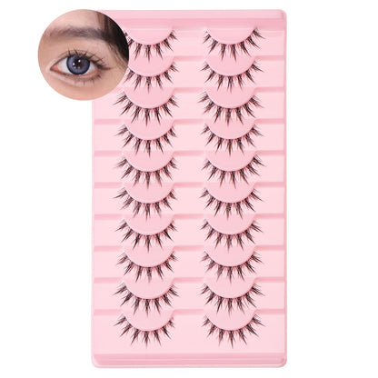 outopen Manga Lashes – 10 Pairs Natural Look Wispy Spiky Anime Lashes for Cosplay