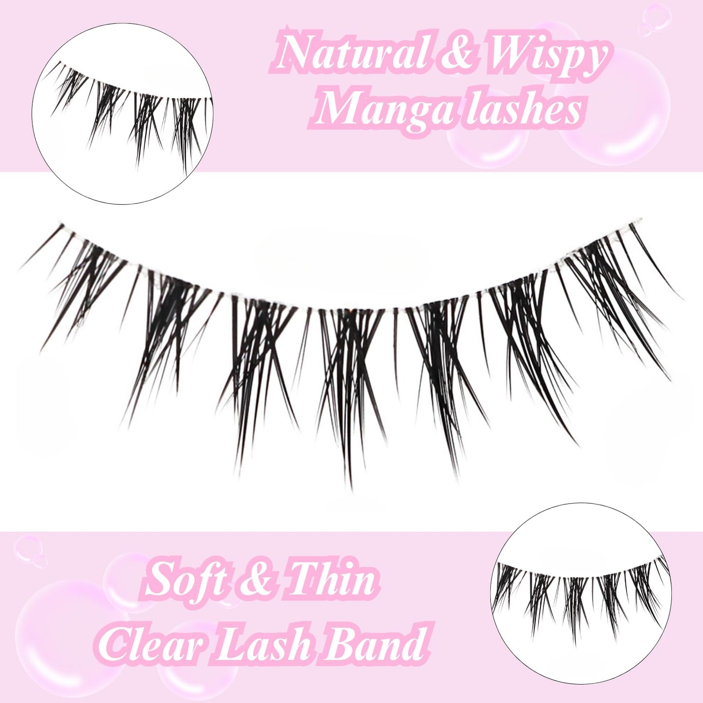 outopen Manga Lashes – 10 Pairs Natural Look Wispy Spiky Anime Lashes for Cosplay