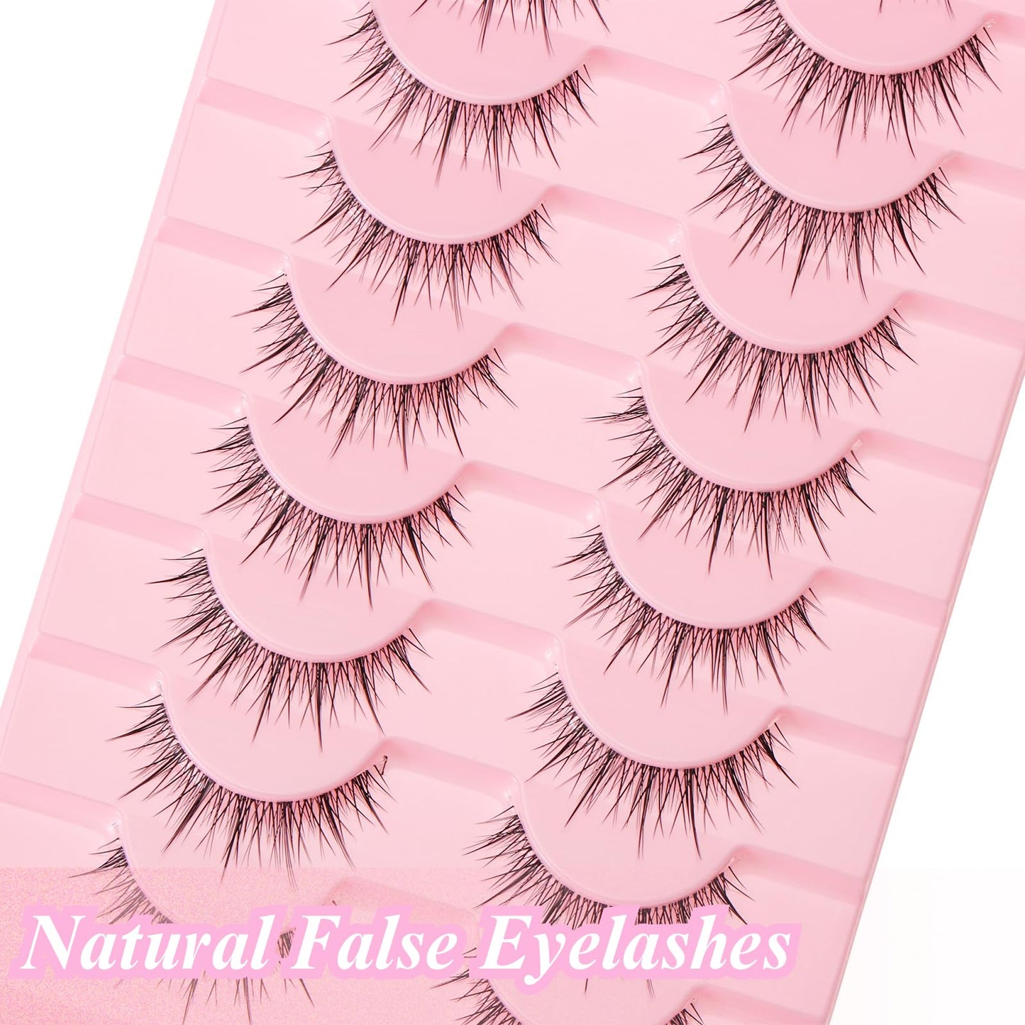 Outopen Manga Lashes - Natural Look Wispy Spiky Anime Lashes with Clear Band for Cosplay