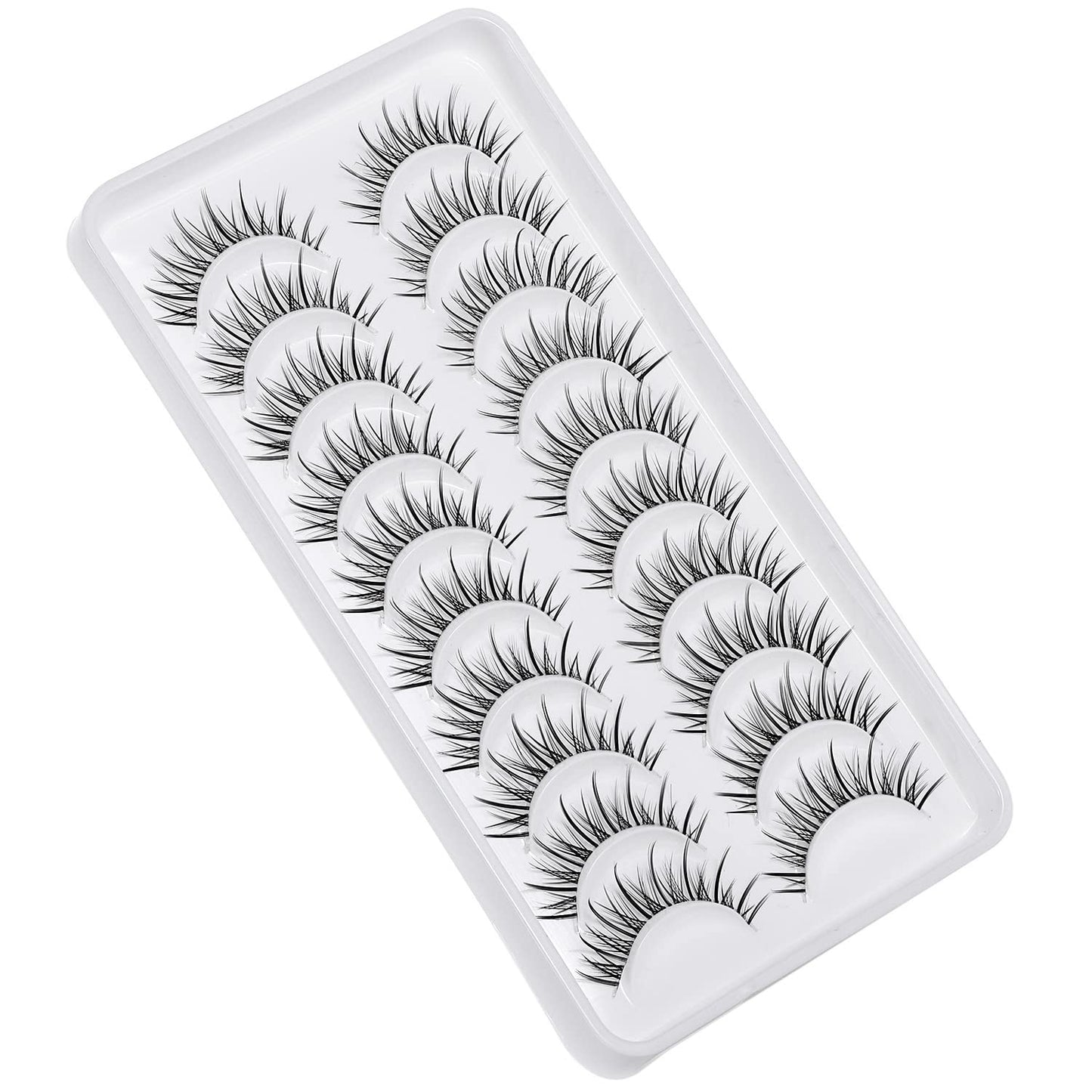 outopen Manga Lashes – Natural Look Anime Style with Clear Band, 10 Pairs Pack