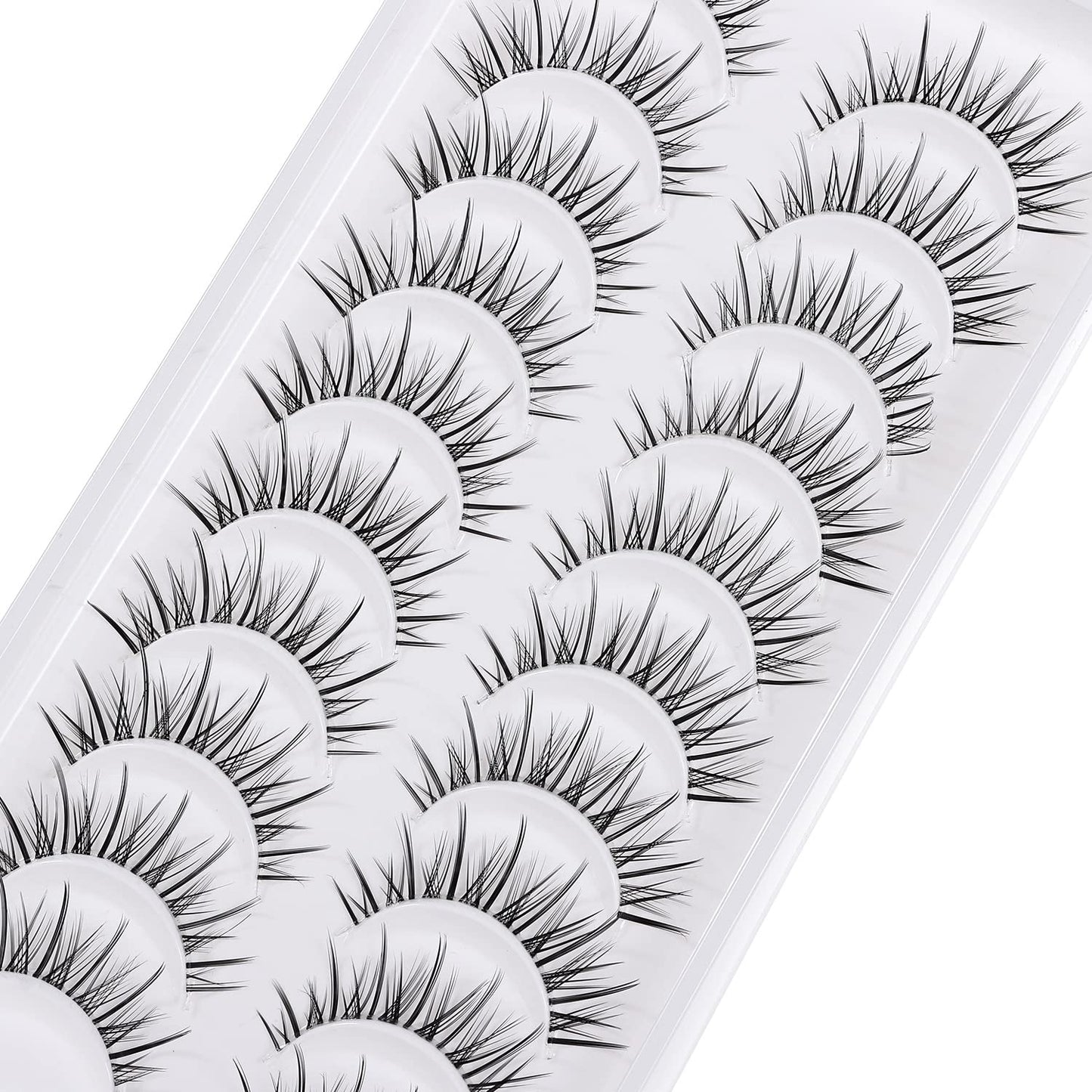 outopen Manga Lashes – Natural Look Anime Style with Clear Band, 10 Pairs Pack