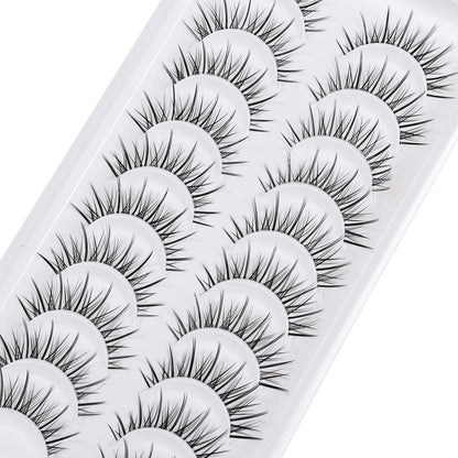 outopen Manga Lashes – Natural Look Anime Style with Clear Band, 10 Pairs Pack