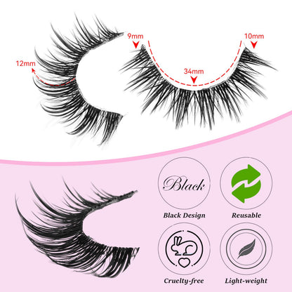 outopen Manga Lashes 10 Pairs – Natural Look, Clear Band, Anime Style Cosplay Lashes