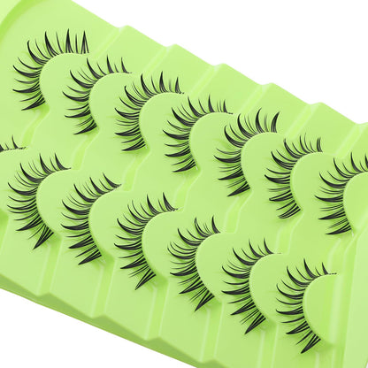 Outopen 7 Pairs Manga Lashes – Natural Look, Spiky Wispy Anime Lashes, Clear Band