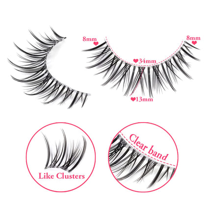 outopen Manga Lashes – Natural Look Anime Style with Clear Band, 10 Pairs Pack