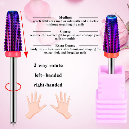 Outus 3-Piece Nail Carbide 5-in-1 Bit – 2-Way Rotation, 3/32-Inch Shank