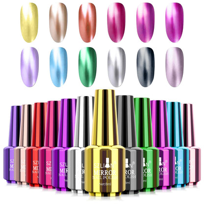 Ownest 12-Color Mirror Nail Polish Set | Long-Lasting Glossy Mirror Finish