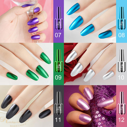 Ownest 12-Color Mirror Nail Polish Set | Long-Lasting Glossy Mirror Finish