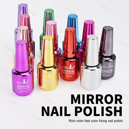 Ownest 12-Color Mirror Nail Polish Set | Long-Lasting Glossy Mirror Finish
