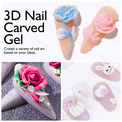 Ownest 12 Colors Sculpture Nail Gel Set with Carved Painting Pen – 3D Nail Art & Soak Off UV