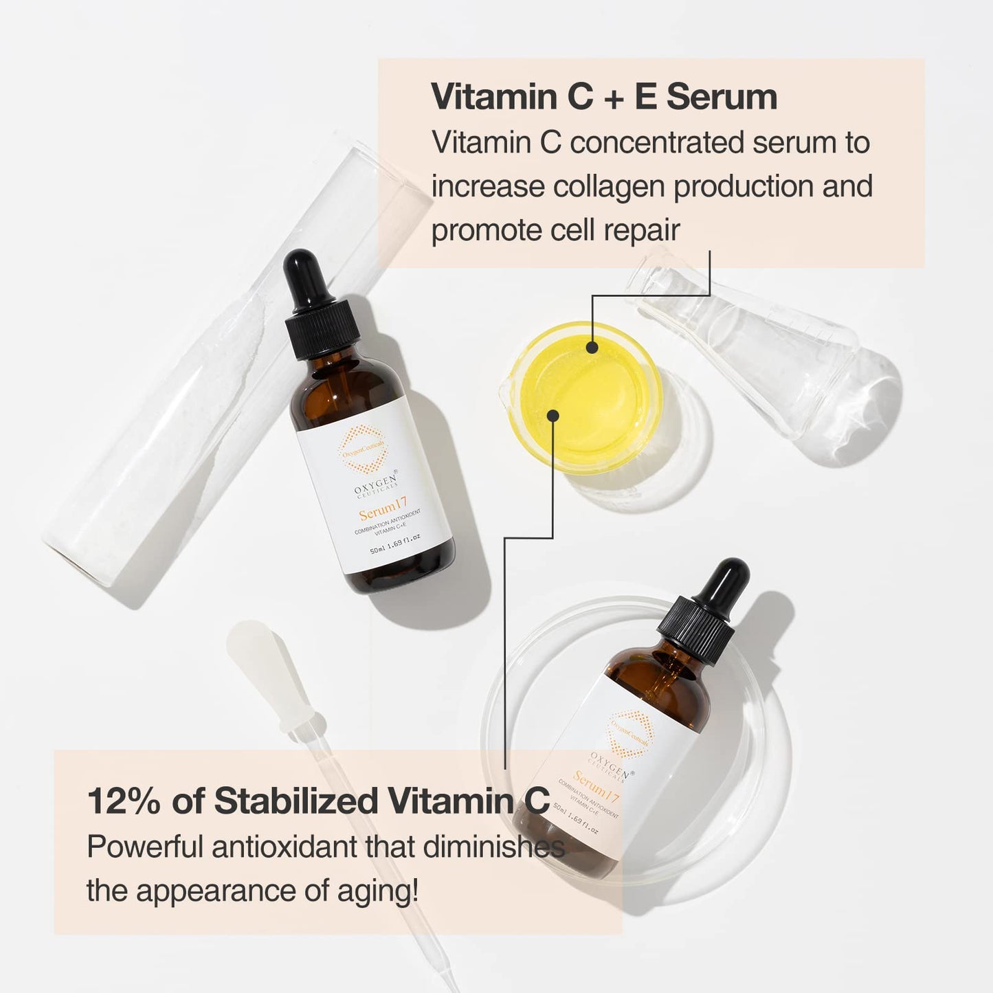 OxygenCeuticals Serum 12 – 12% Vitamin C + Vitamin E Brightening Serum for Sensitive Skin