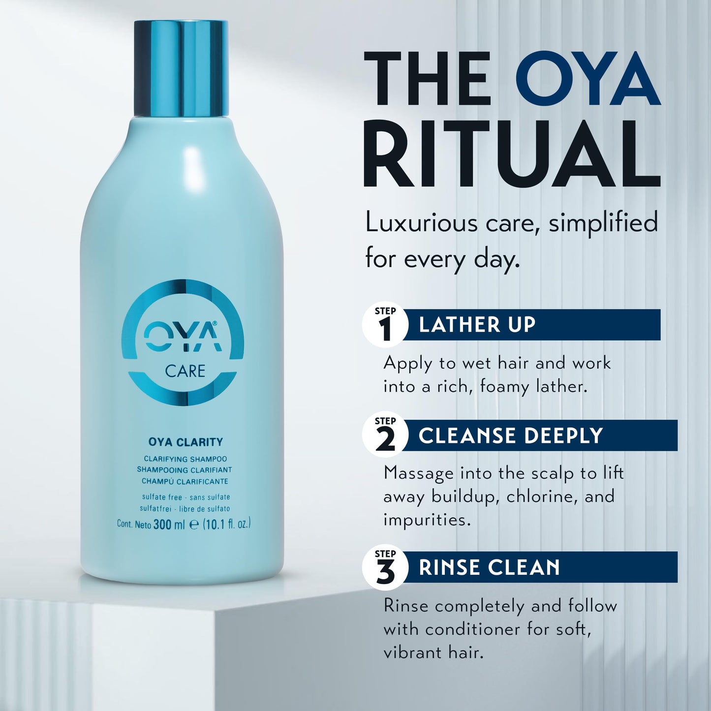 OYA CLARITY Clarifying Shampoo | Sulfate-Free Deep Cleanser for Oily Hair & Scalp | Curly & Color-Treated Friendly | 300ml