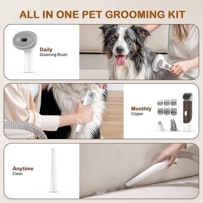 Ozumek Dog Grooming Vacuum Kit – 6 Tools, Quiet & Powerful Grooming