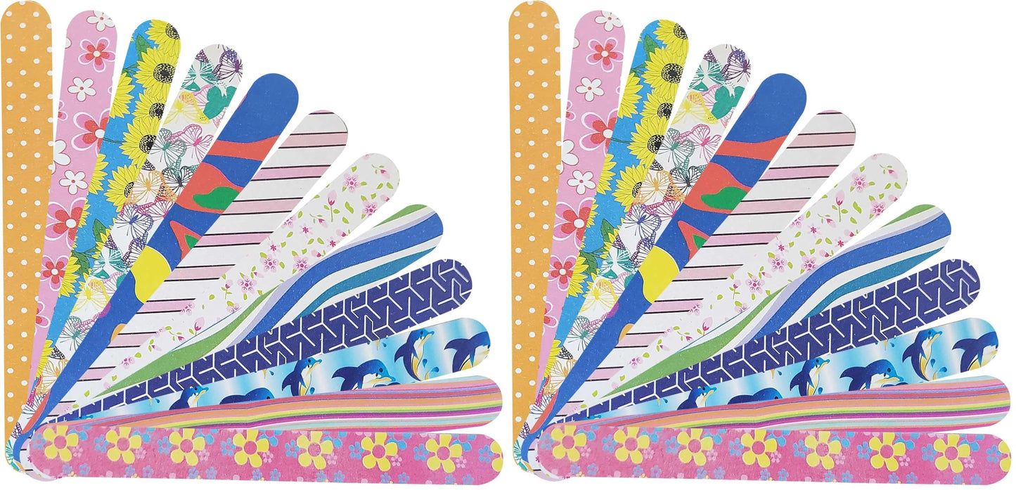 P2P Nails Colorful Double-Sided Nail File Strips – 24 Pack for Manicure & Pedicure