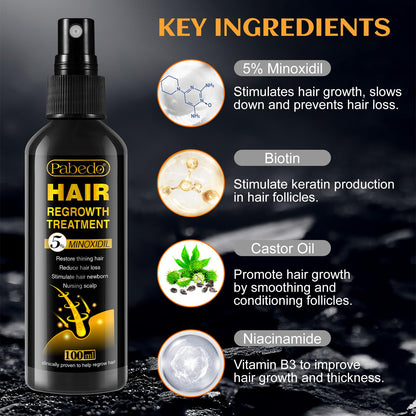 Pabedo 5% Minoxidil Hair Growth Spray for Beard & Hair — 3.38 oz