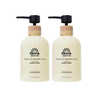 Pacha Soap Co. White Blossom & Fig Liquid Hand Soap – Hydrating, Dye-Free, 2-Pack, Made in USA