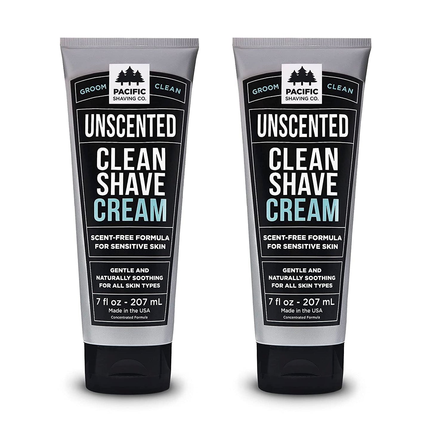Pacific Shaving Company Clean Shaving Cream – Shea Butter & Vitamin E, Fragrance-Free, 7 oz, 2 Pack