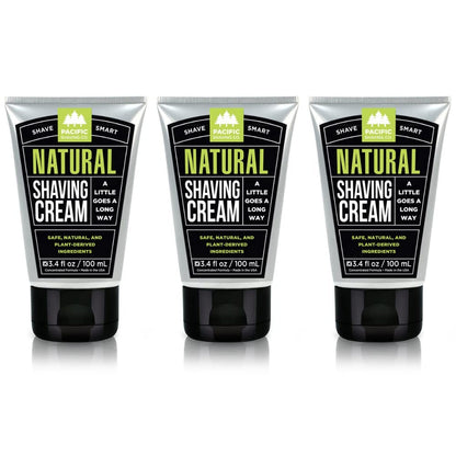 Pacific Shaving Company Natural Shaving Cream — Shea Butter + Vitamin E, Hydrating & Gentle for Sensitive Skin (3 x 3.4 oz)