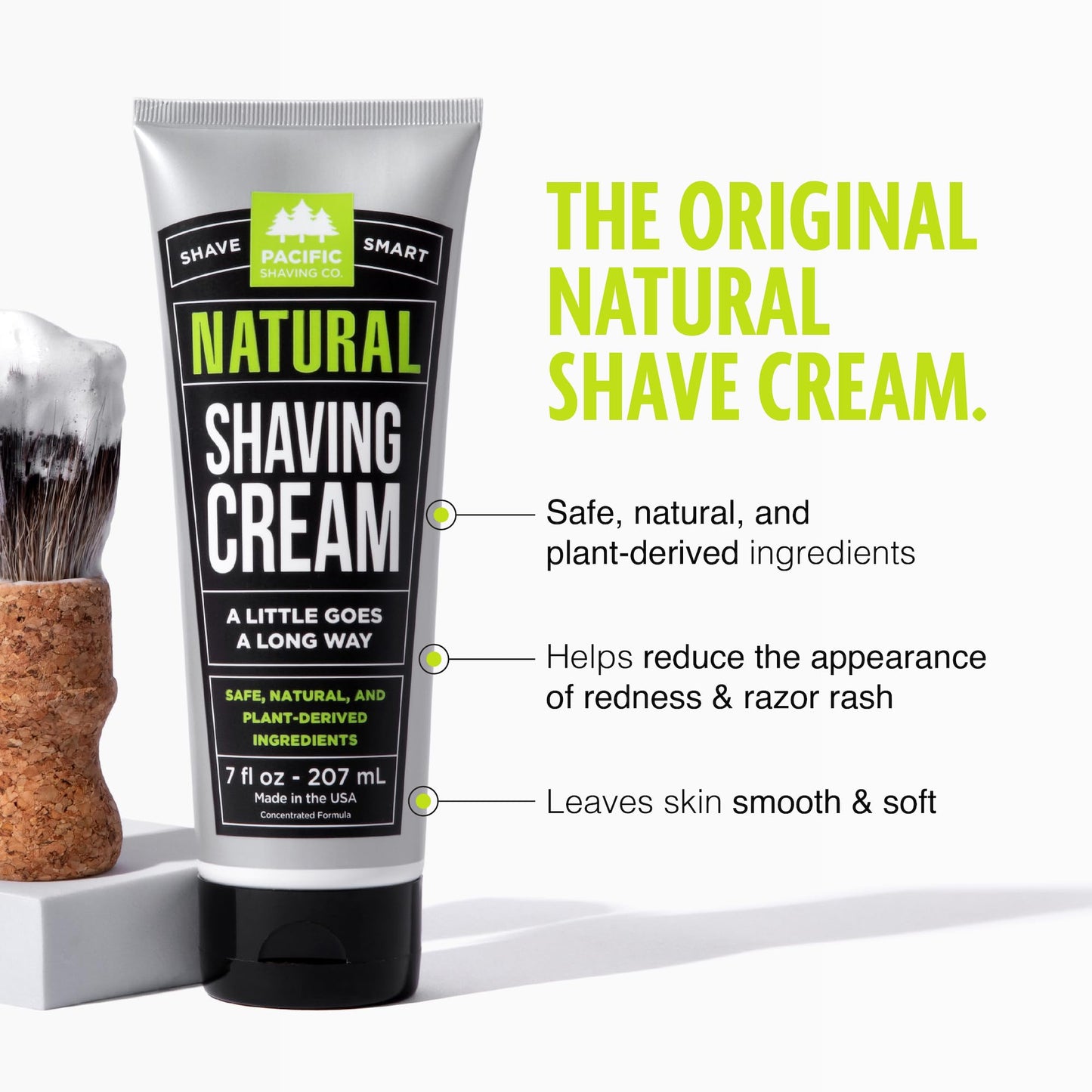 Pacific Shaving Company Natural Shaving Cream — Shea Butter + Vitamin E, Hydrating & Gentle for Sensitive Skin (3 x 3.4 oz)