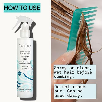 Pacifica Coconut Milk Hair Detangler Spray – Lightweight Leave-In Conditioner