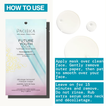 Pacifica Future Youth Time Shift Hydrogel Mask - 12-Pack | Multi-Peptide Hydration & Firming