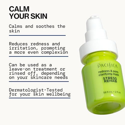 Pacifica Stress Rehab Redness & Pore Clarifying Mask – Niacinamide, Caffeine, Matcha | Vegan & Cruelty-Free