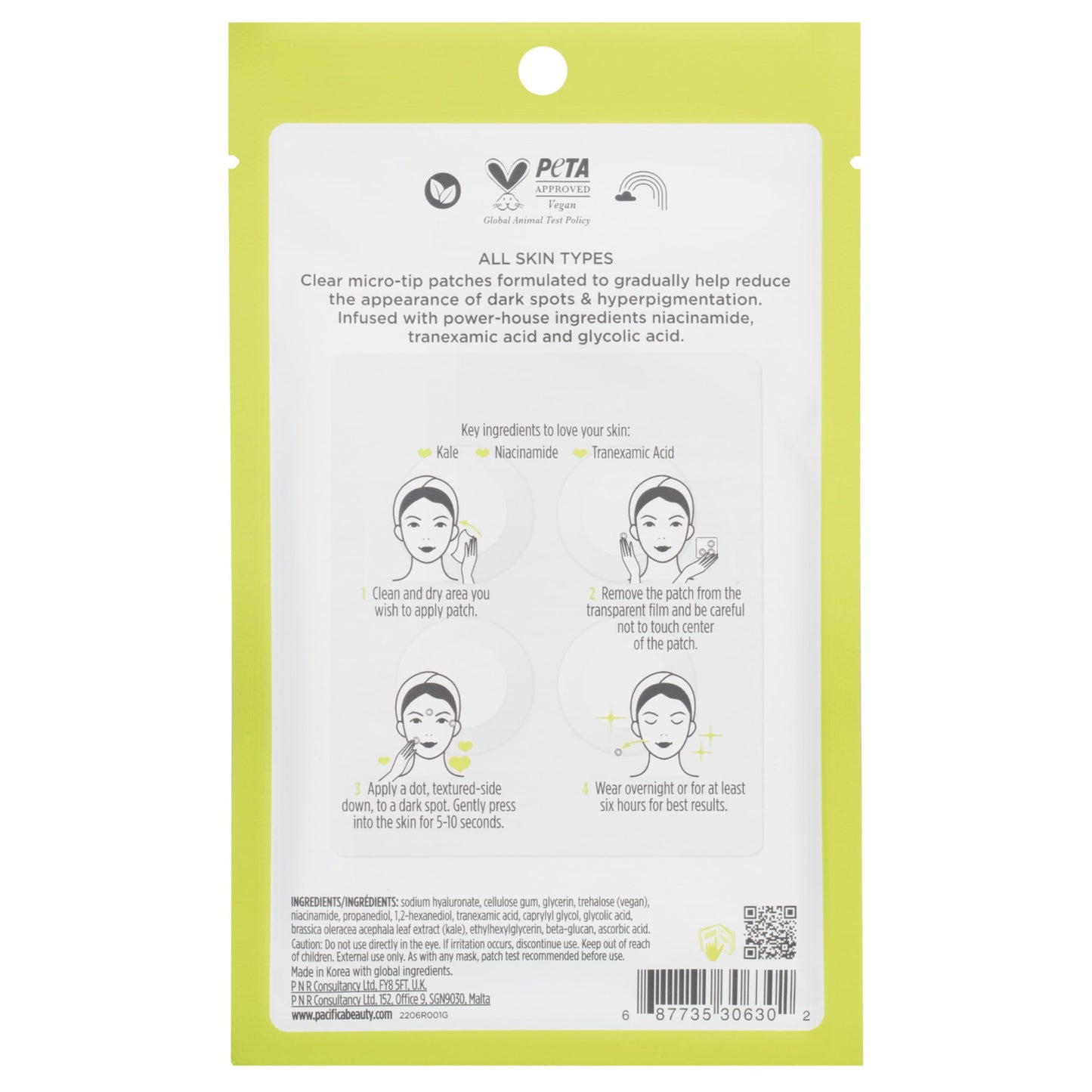 Pacifica Dark Spot Dissolving Micropatches 12-Pack – Niacinamide Tranexamic Kale
