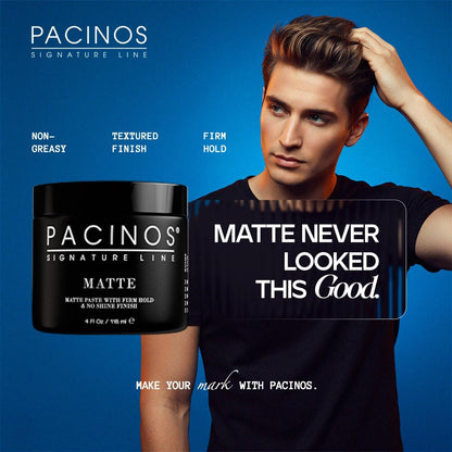 Pacinos Matte Hair Paste – Firm Hold, No Shine, Sculpting & Texture, 4 fl oz