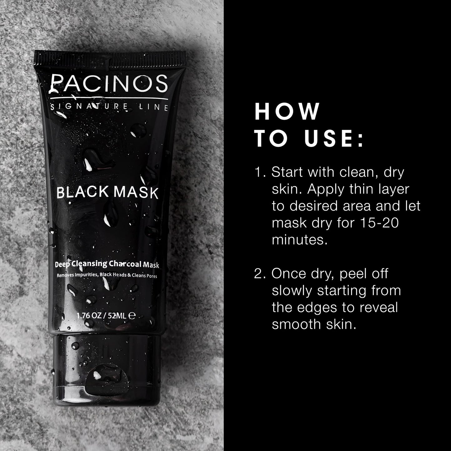 Pacinos Blackhead Remover Charcoal Peel-Off Mask – Deep Cleansing, 1.76 oz