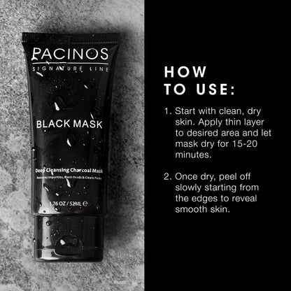 Pacinos Blackhead Remover Charcoal Peel-Off Mask – Deep Cleansing, 1.76 oz
