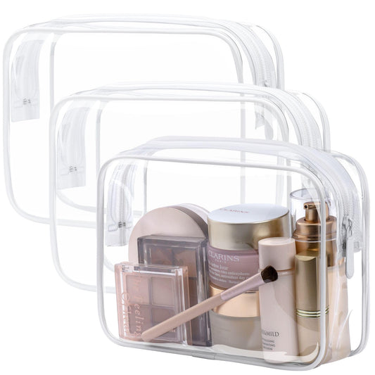 PACKISM TSA Approved Clear Toiletry Bag 3-Pack – Medium Quart Size with Metal Zipper