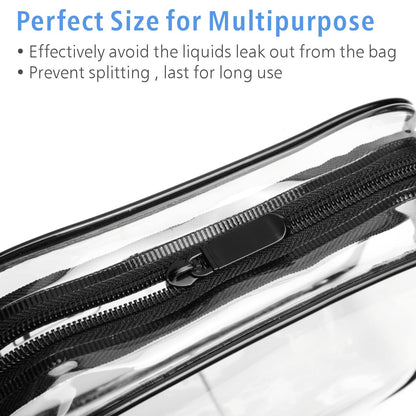 PACKISM TSA Approved Clear Toiletry Bag 4 Medium – Quart Size Carry-On, Reinforced Seams, Black