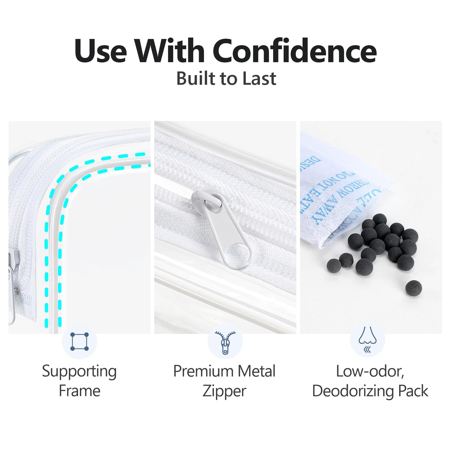 PACKISM TSA Approved Clear Toiletry Bag 3-Pack – Medium Quart Size with Metal Zipper