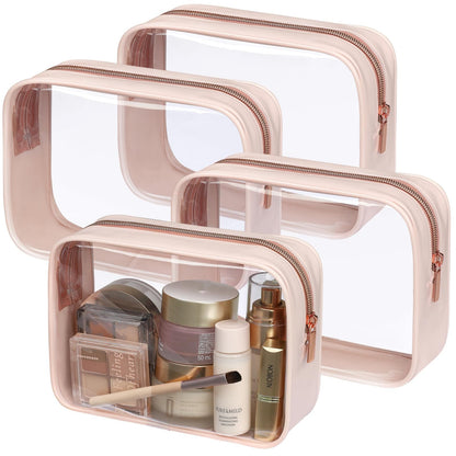 PACKISM TSA Approved Toiletry Bag 4 Medium – Clear Quart-Size Travel Bag for Carry-On (Nude Pink)