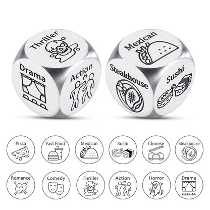 Paginafr 2PCS Food & Movie Decision Dices – Date Night & Gift Idea