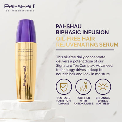 Pai-Shau Biphasic Infusion – Oil-Free Hair Rejuvenating Serum (4 FL Oz) | Shine, Heat & Environmental Protection