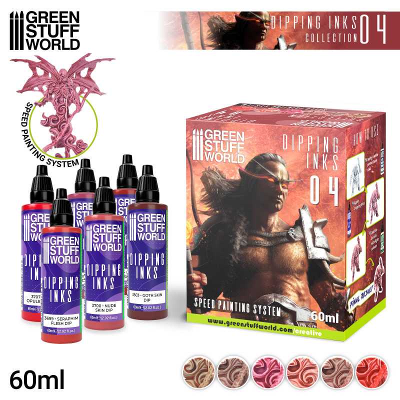 Green Stuff World Paint Set - Dipping collection 04 (Flesh/Red)