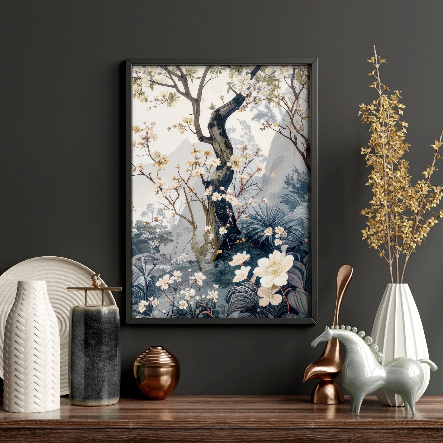 Paintings For Living Room | Set of 3 Chinoiserie Wall art Prints