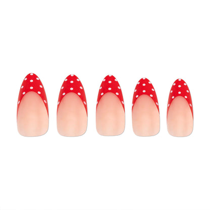 PaintLab Press-On Nails Kit - Red Polka Dot, 30-Piece, Quick-Apply & Long-Lasting with Glue & Tools