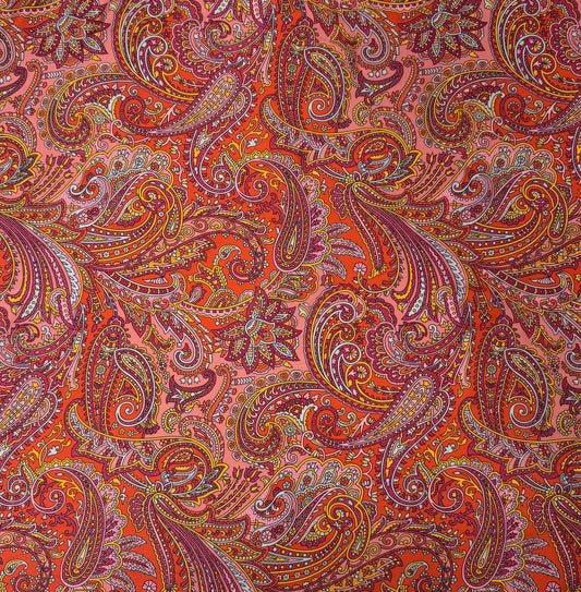 Red Tones Paisley Pattern Fabric by the Metre