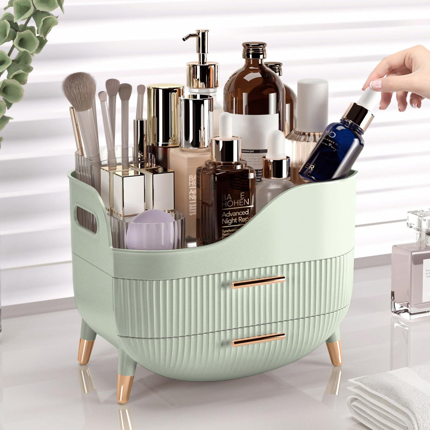 Pajiriona Makeup Organizer with Drawers – Large Vanity Storage for Cosmetics & Skincare