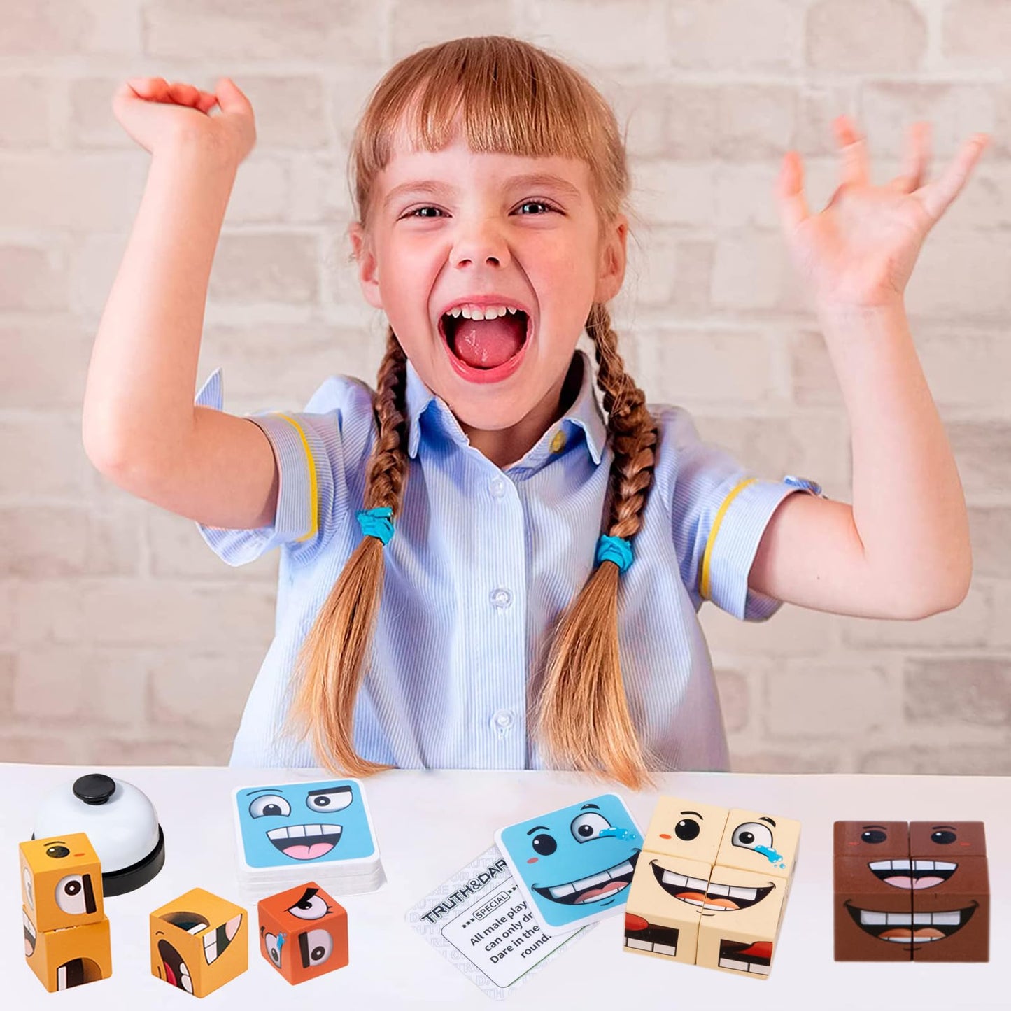 Pajojoqa Face Blocks - Wooden Face-Changing Cube Game for Kids & Adults