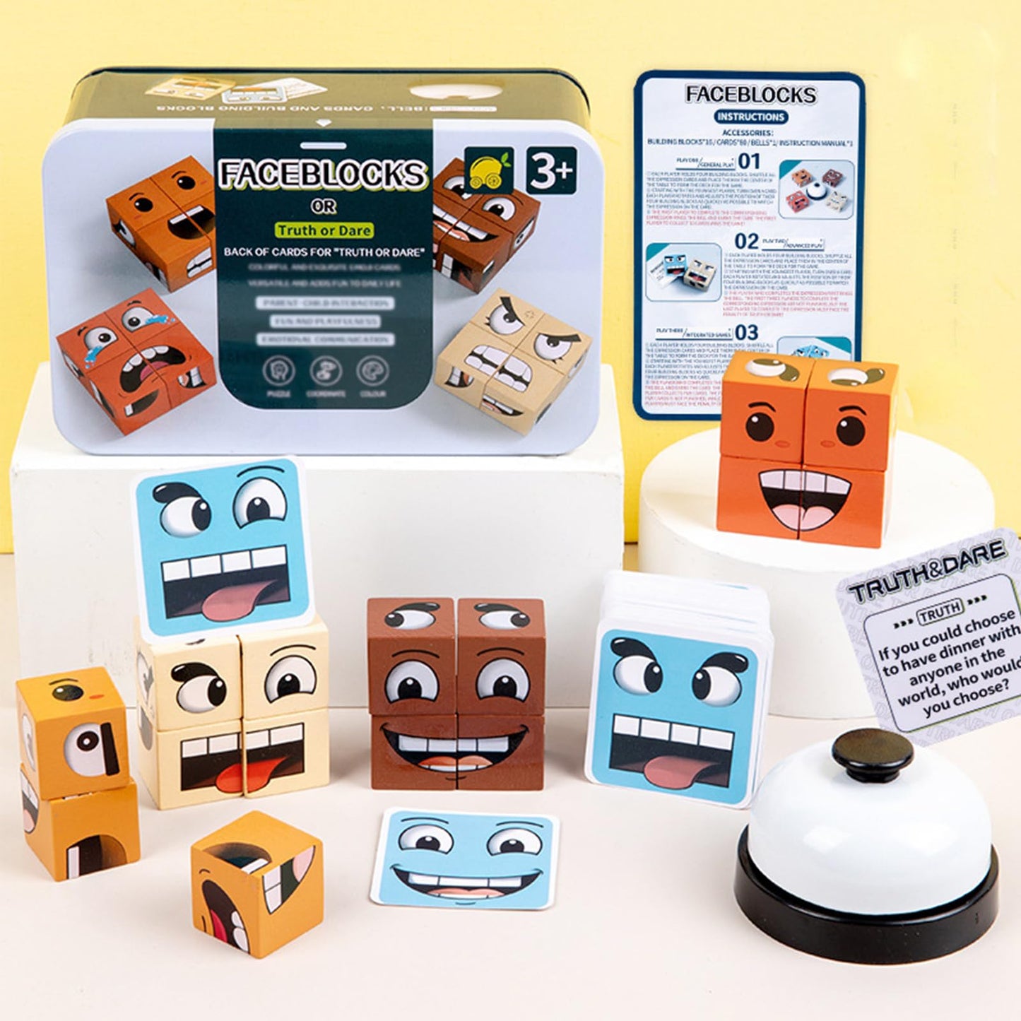 Pajojoqa Face Blocks - Wooden Face-Changing Cube Game for Kids & Adults