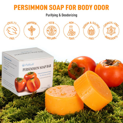 PALFICAB 120G Round Persimmon Soap – Natural Odor Control for Women & Men (2 Bars)