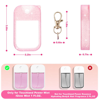 Palksky HandCase Glitter Case for Touchland Power Mist & Glow Mist (1 oz) – Pink & White